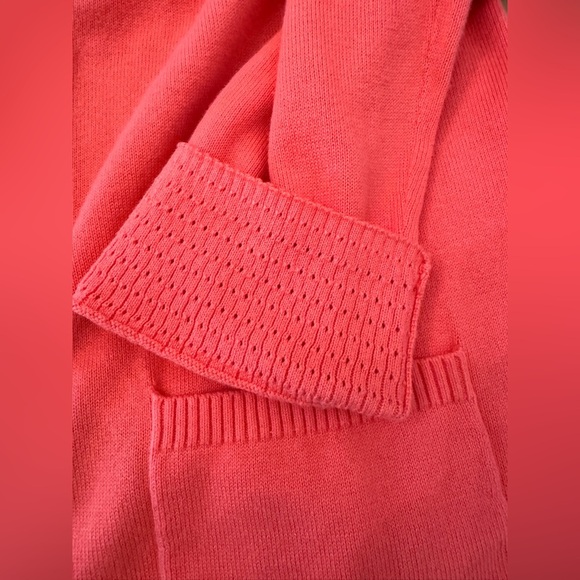 Women’s Tommy Hilfiger Coral Fall Button Down Cardigan with Pockets Logo Ribbed - Picture 7 of 7